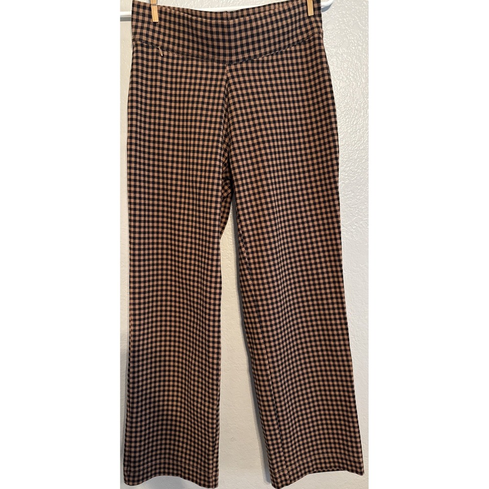 Lands' End Starfish Knit Straight Leg Pants Size S Petite Pull-On Plaid Check